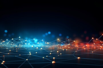 Poster - Abstract digital connection dots and lines background for technology, artificial intelligence, science, global communication