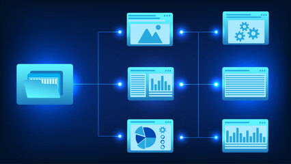 Poster - File transmission technology Document files in electronic format are used to transmit information via the internet network within the organization. It saves time and costs for the company.