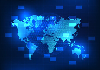 Poster - world map technology shows the technology that is available around the world to develop living condi