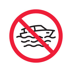 Canvas Print - Forbidden Prohibited Warning, caution, attention, restriction label danger. No cruise vessel vector icon. Do not use ship sign design. No vessel symbol flat pictogram. No cruise