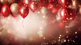 Fototapeta Tulipany - Background illustration of colorful balloon decoration. Holiday, birthday background with balloons and confetti birthday card or invitation design. Generative AI