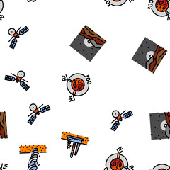 Wall Mural - mars planet space astronomy vector seamless pattern thin line illustration