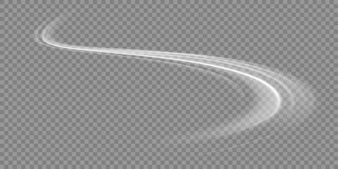 Poster - curve light effect of motion wave. dynamic white trail, fire path trace line, car lights, optic fibe