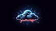 Gloomy cloud icon with lightning bolts on dark blue backdrop, foreshadowing impending thunderstorms and heavy rainfall, bad weather forecast, essence of impending inclement weather, thundercloud