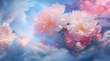 Fototapeta Kwiaty - Pastel Color layered translucency dreamy feel background, wallpaper --Generative AI