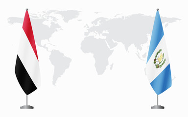 Yemen and Guatemala flags for official meeting