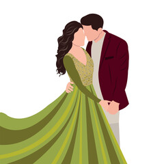 Wall Mural - vector bride indian dresses wedding illustration including bride and groom for different functions