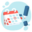 © Phruetthiphong - Red pen marks the date, holiday, priority, important, reminder day on calendar concept on blue  background. Vector illustration Cute design for banner and poster.