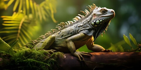 Wall Mural - iguana on a branch