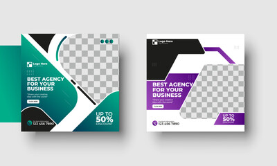 Wall Mural - vector digital marketing social media post banner and instagram post template, best agency for your 