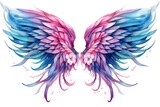 Fototapeta Motyle - Beautiful magic watercolor blue pink wings.