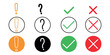 punctuation mark icon. exclamation, question mark, information sign, ok, cancel icon