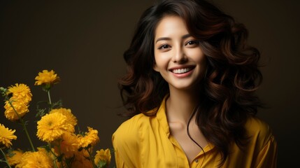 Portrait Beautiful Young Asian Woman Smile , Background Image , Beautiful Women, Hd