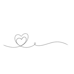 Wall Mural - Heart line border. Heart banner for Valentine's Day. Love icon in line art style. Thin contour and romantic symbol for greeting card and web banner in simple linear style. 