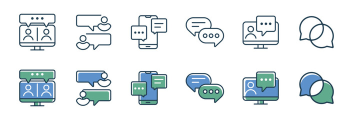 Poster - set of online talking message bubble chat discussion icon vector social communication element symbol illustration