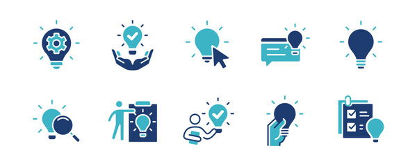 Aufkleber - creativity solution innovation light bulb icon set business thinking creative marketing invention idea vector illustration collection