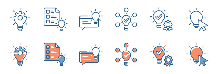 Aufkleber - lightbulb creative thinking icon set business startup innovation creativity vector illustration for web and app