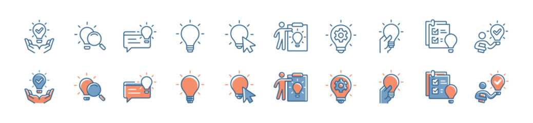 Aufkleber - collection of creative idea lightbulb icon set business creativity innovation problem solving solution vector illustration management thinking inspiration symbol design for web and app