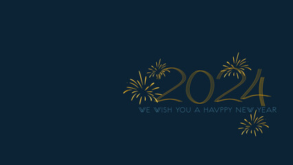 Wall Mural - Happy New Year 2024 Elegant gold text