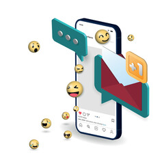 Aufkleber - Blank Social network post surrounded with floating elements on blue background. Social network post surrounded with floating elements