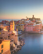 canvas print picture - Vernazza village, view at sunset. Cinque Terre, Liguria, Italy