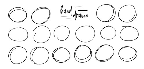 Aufkleber - Hand drawn circle line sketch set. Vector circular scribble doodle round circles for message note mark design element.