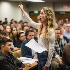 White mom speaks bluntly but firmly at a school board meeting.