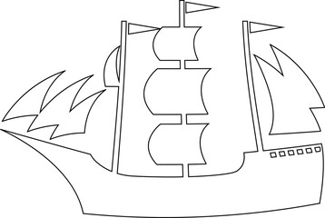  Boat water transport drawing for decoration and design.