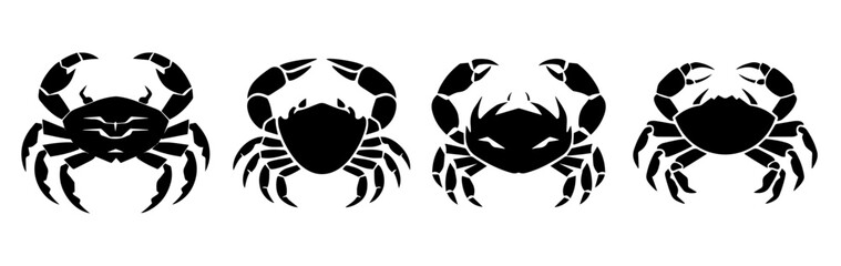 Wall Mural - black and white silhouettes of crabs
