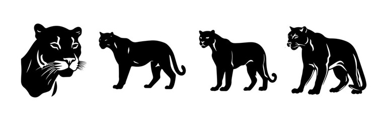 Wall Mural - illustration of a silhouette of  panther 