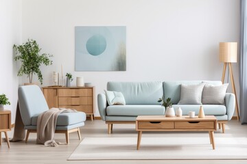 Wall Mural - friendly, light livingroom interior. natural color palette. 