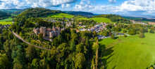 Aerial View Of Dunster Castle In The Village Of Dunster, Somerset, England