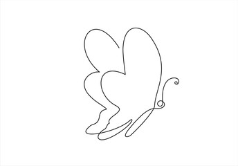 Wall Mural - One line flying butterfly design silhouette. Hand drawn minimalism style vector illustration
