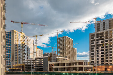 Wall Mural - Huge construction site of high-rise multi-apartment buildings