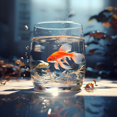 goldfish in a glass