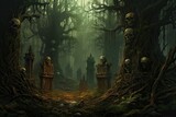 Fototapeta  - Mystical forest and sacrifice to the gods