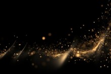 Animated Christmas Background With Falling Golden Light Particles On Black Background In Vertical Composition. Generative AI