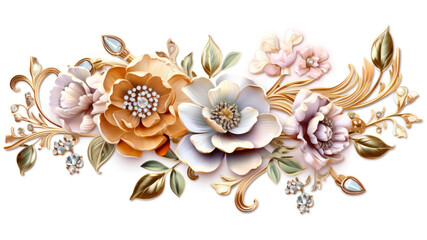 Poster - Embroidery flowers on a white background. Vector illustration.