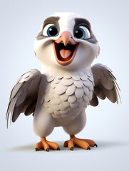 Wall Mural - A 3D Cartoon Falcon Laughing and Happy on a Solid Background