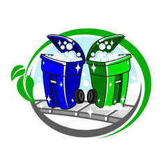 Wall Mural - Trash can bin cleaning logo