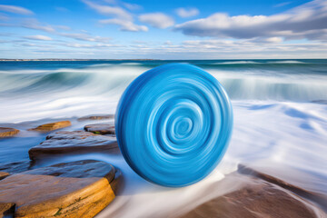 Wall Mural - a serene rock stands alone amidst the vast expanse of the ocean, creating a sense of solitude and tr