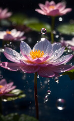 Poster - beautiful flowers with water droplets