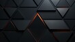 Abstract black background with orange glowing triangles, 3d render illustration, dark carbon design, triangle pattern, metallic graphics