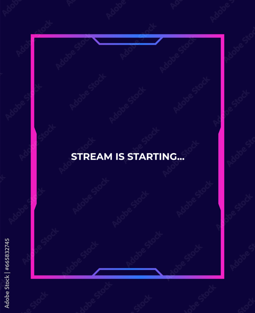 Streaming screen panel overlay design template neon theme. Vector ...