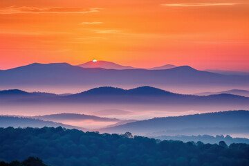 Wall Mural - a mesmerizing sunrise over a pristine mountain range, casting warm hues and creating a breathtaking 