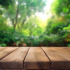 Wall Mural - Wooden board empty table in front of blurred background. Perspective brown wood over blur in coffee shop - can be used for display or montage your products.Mock up for display of product.
