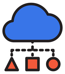 Wall Mural - Cloud computing service icon. Color software symbol