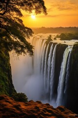 Wall Mural - A breathtaking shot of the majestic waterfall