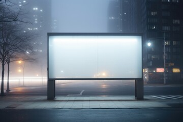 Aufkleber - Capture Attention with This Modern Blank Billboard Mockup on a Busy Urban Street, Ideal for Displaying Your Marketing Message at Night