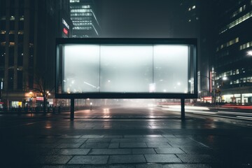 Aufkleber - Capture Attention with This Modern Blank Billboard Mockup on a Busy Urban Street, Ideal for Displaying Your Marketing Message at Night